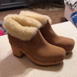 UGG Tan Shearling-Lined Mules